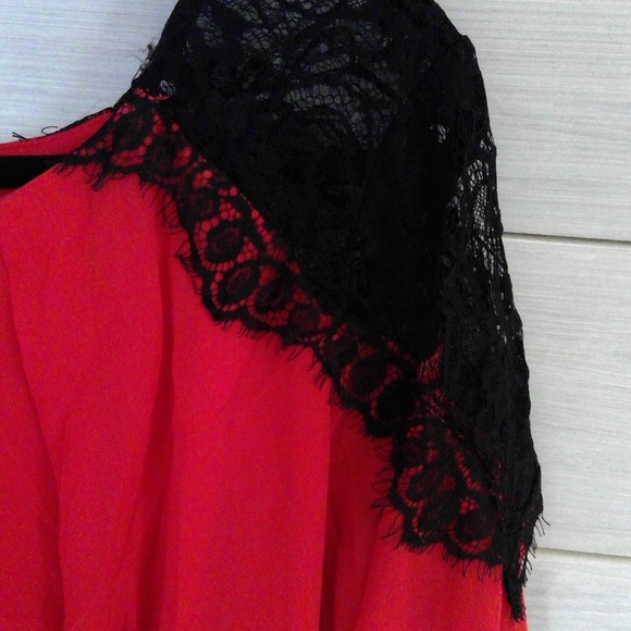 Above the Knee Red Lace Dress - Picture 2 of 5